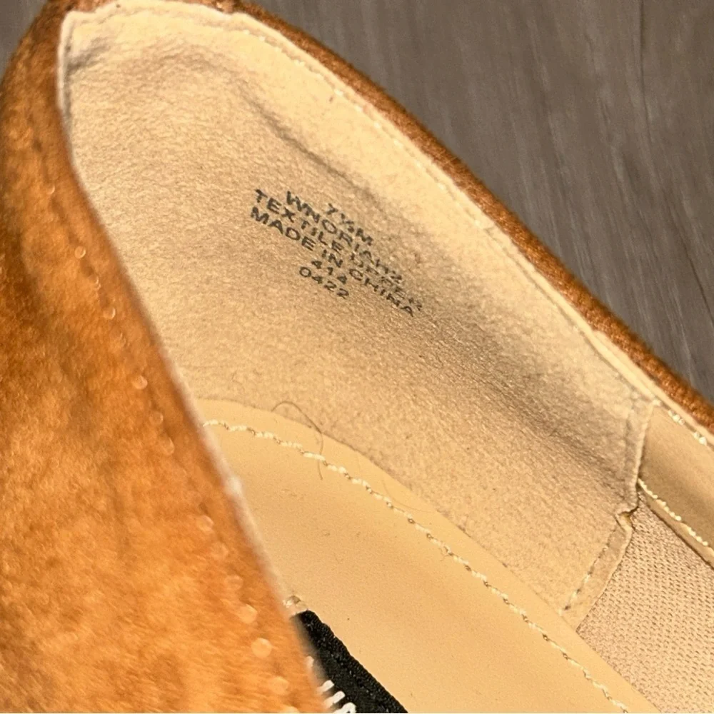 Nine West Tan suede  Loafers with Chain Accent